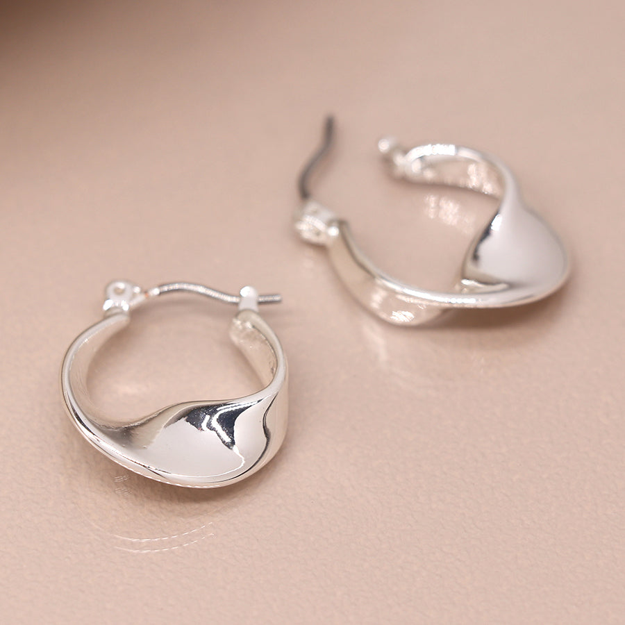 Silver Plated Smooth Twisted Hoop Earrings