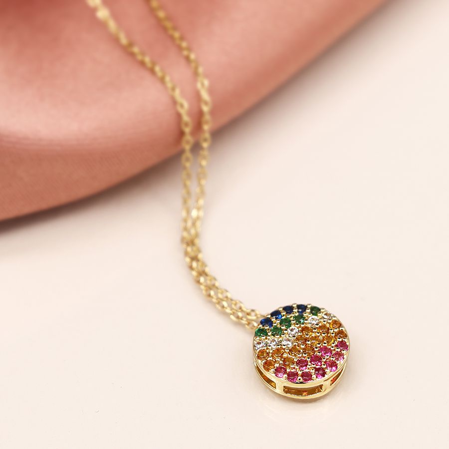 Necklace With Rainbow Disc Pendant