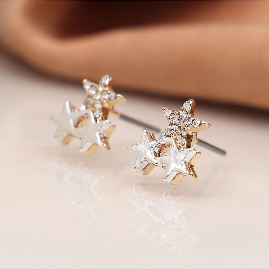 Triple Star Stud Earrings