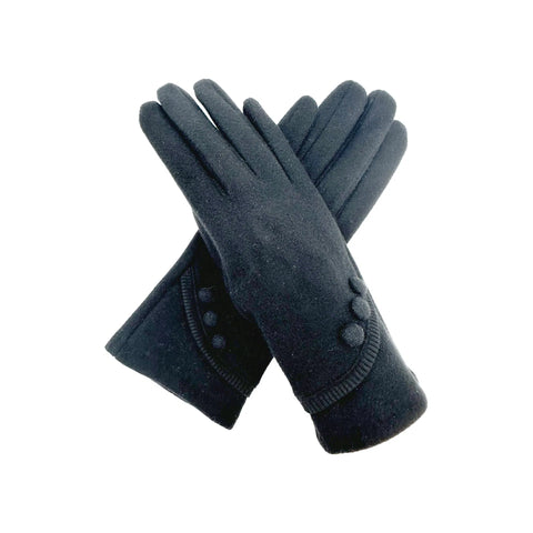 Plain 3 Button Touch Screen Gloves With Curve Detail
