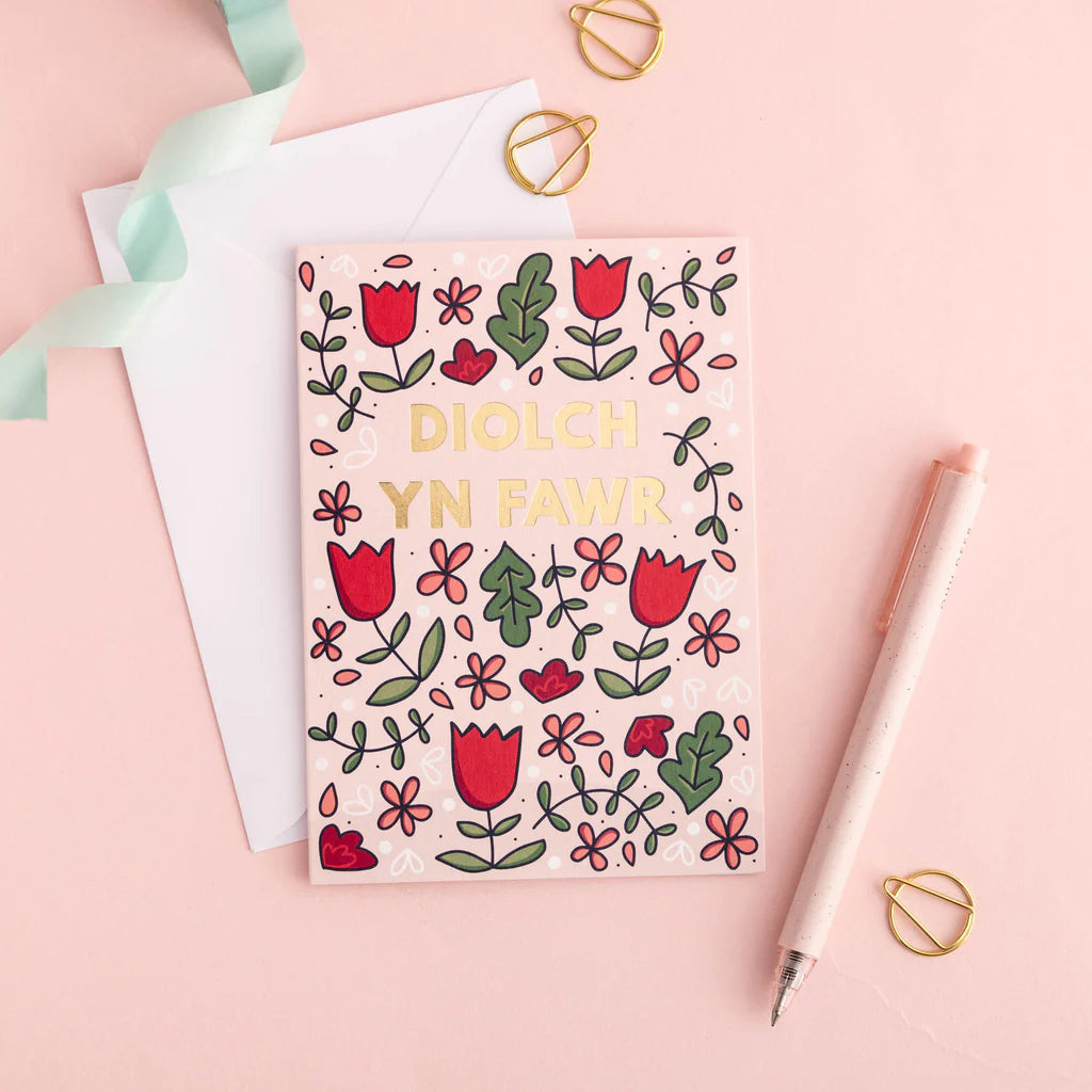 Diolch Yn Fawr Flowers Card