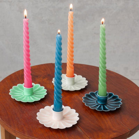 Enamel Flat Flower Candle Holder - Various