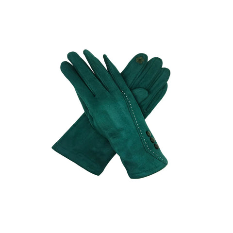 Velvet Fashion Gloves with Stich Detail and 3 Buttons