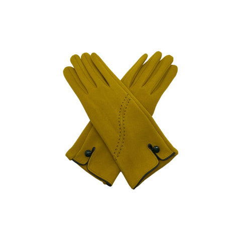 Women's Thermal Gloves with Stitch and One Button Detail