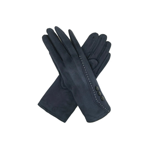 Velvet Fashion Gloves with Stich Detail and 3 Buttons