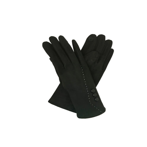 Velvet Fashion Gloves with Stich Detail and 3 Buttons