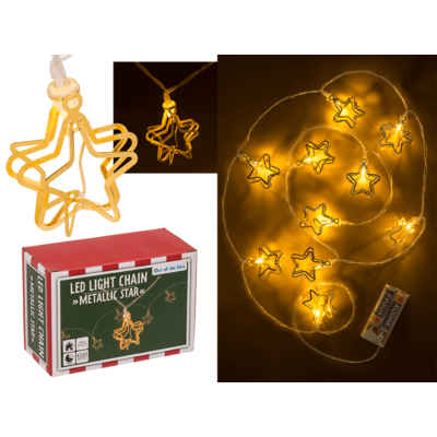 3D LED Light Chain, Metallic Stars