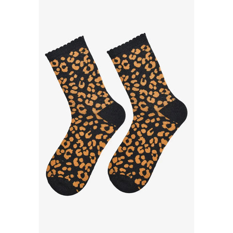 Glitter Leopard Print Socks - Various Colours