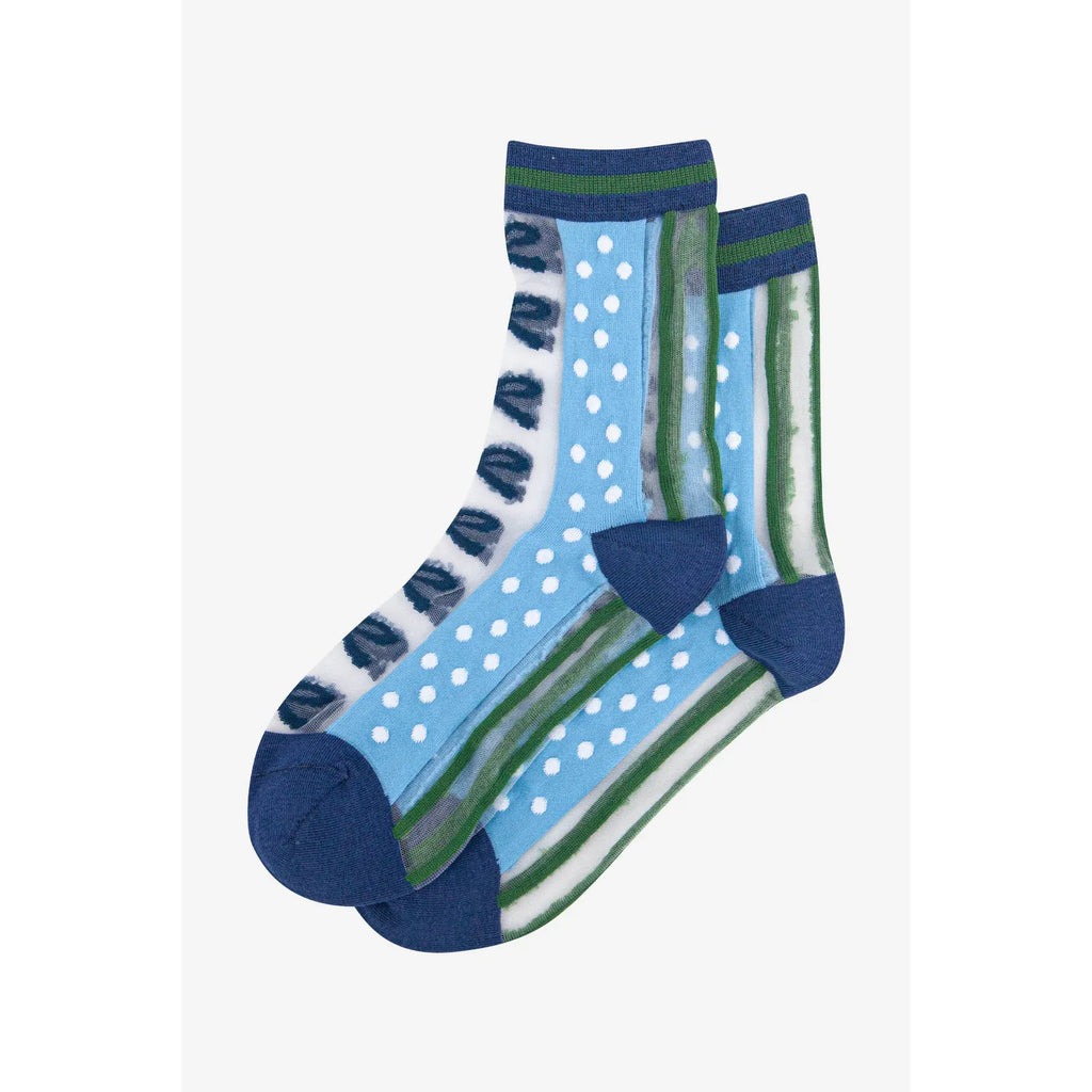 Sheer Stripe & Bow Socks - Various Colours