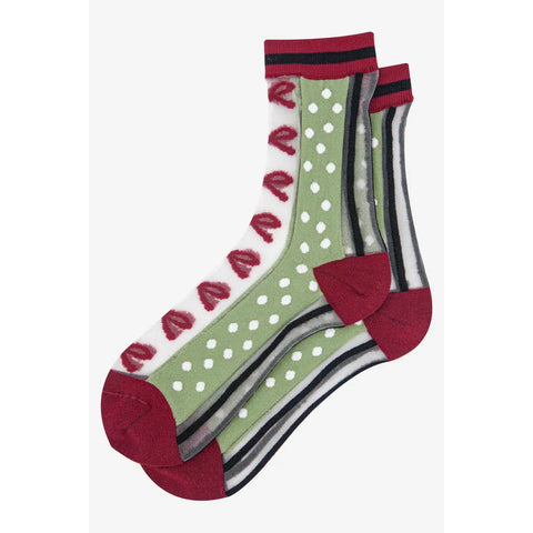 Sheer Stripe & Bow Socks - Various Colours