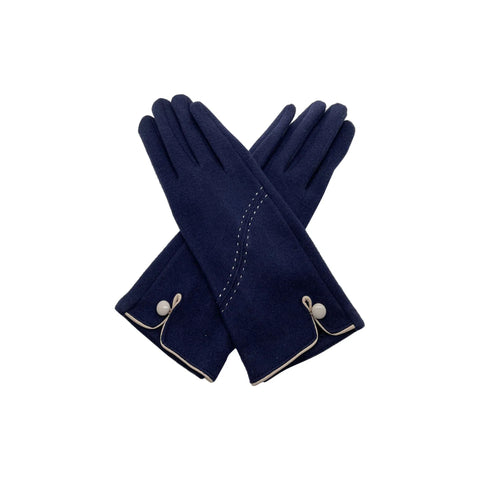 Women's Thermal Gloves with Stitch and One Button Detail