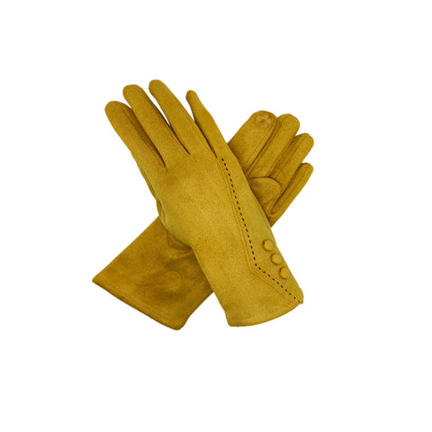 Velvet Fashion Gloves with Stich Detail and 3 Buttons