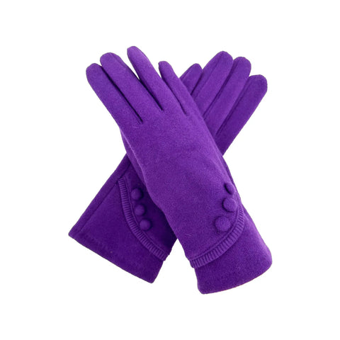 Plain 3 Button Touch Screen Gloves With Curve Detail