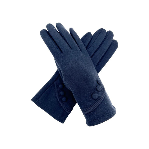 Plain 3 Button Touch Screen Gloves With Curve Detail