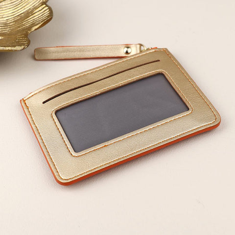 Metallic Mix Faux Leather Card Holder - Various Colours