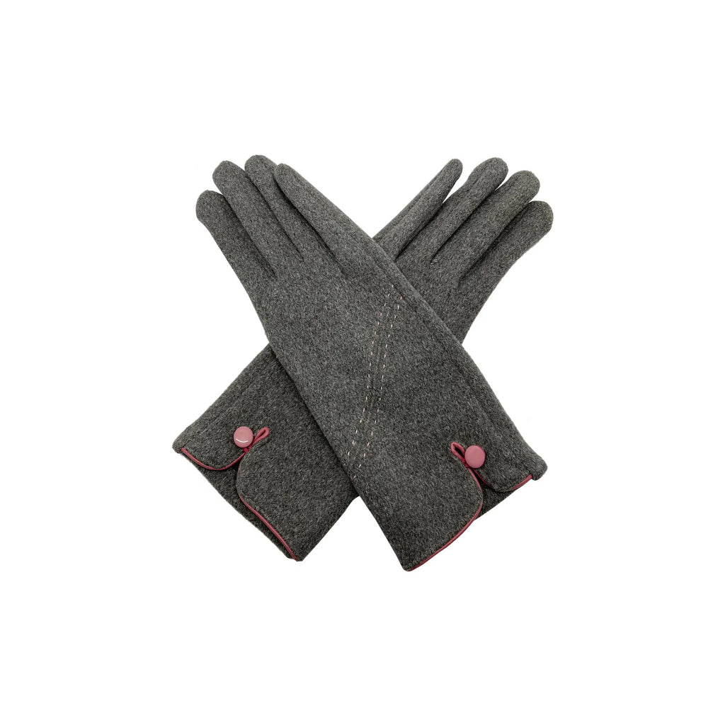 Women's Thermal Gloves with Stitch and One Button Detail