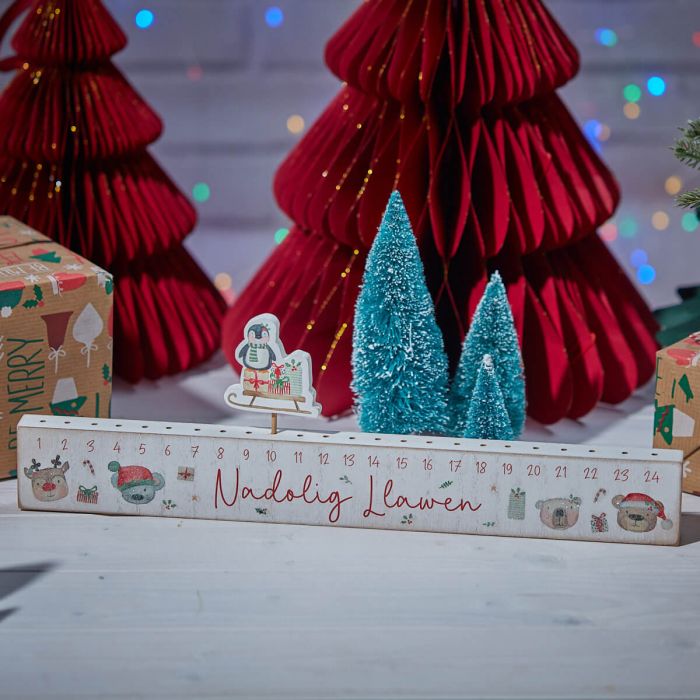Christmas Cuties Wooden Advent Calendar With A Penguin Marker