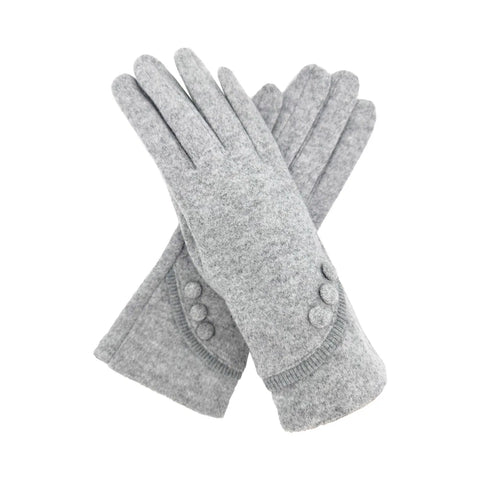 Plain 3 Button Touch Screen Gloves With Curve Detail