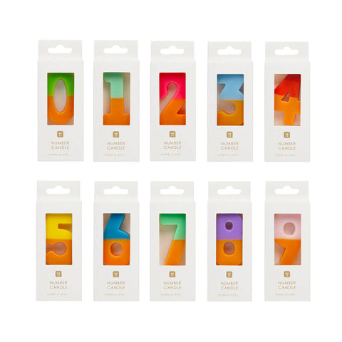 Orange & Multi Coloured Number Candles - Various Numbers