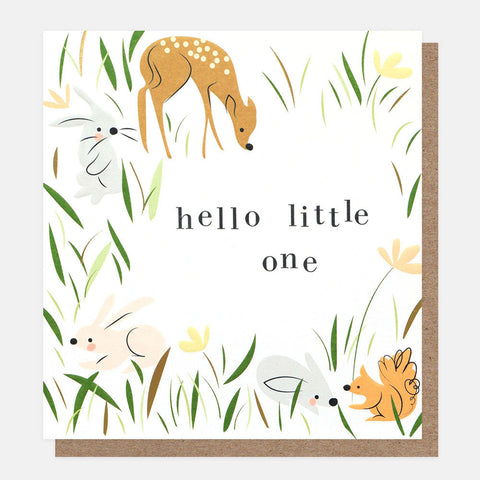 Hello Little One Woodland Critters Card