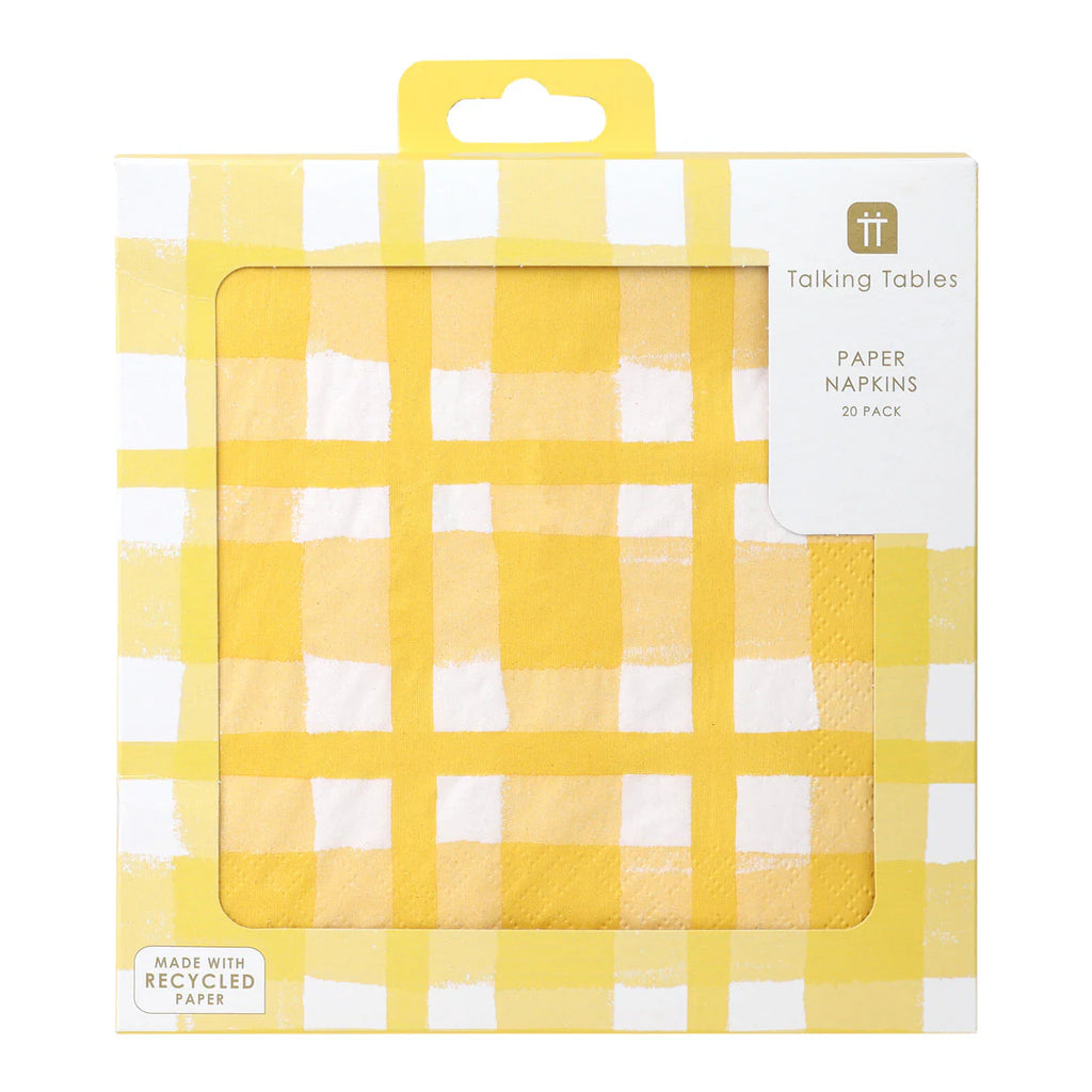Yellow & White Check Napkins