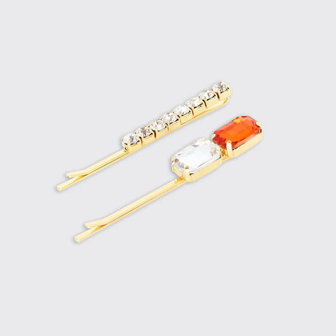 Diamante Set Of 2 Hairclips - Various Colours