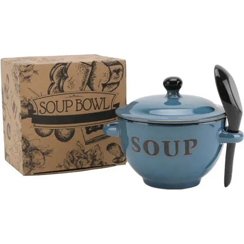 Soup Bowl And Spoon Set - Various Colours