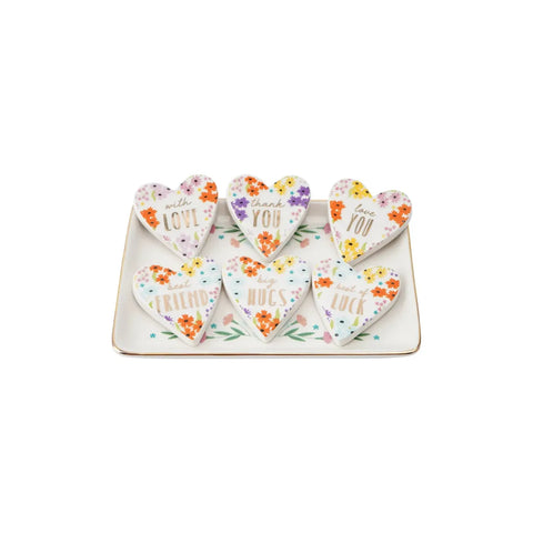 Mini Floral Ceramic Tokens -  Various Sayings