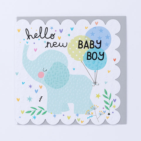Hello New Baby Boy - Elephant