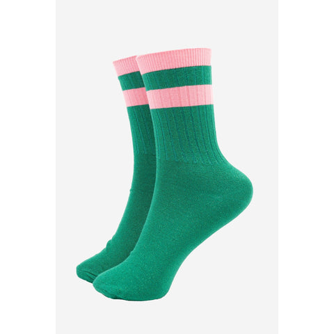Striped Cuff Glitter Socks - Various Colours