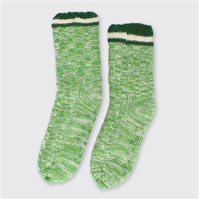 Hector Men's Cable Knit Slipper Socks-Moss Green