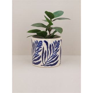 Medium Ceramic Pot With Branch Design - Various Colours