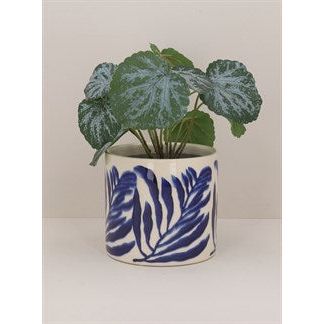 Small Ceramic Pot With Branch Design - Various Colours