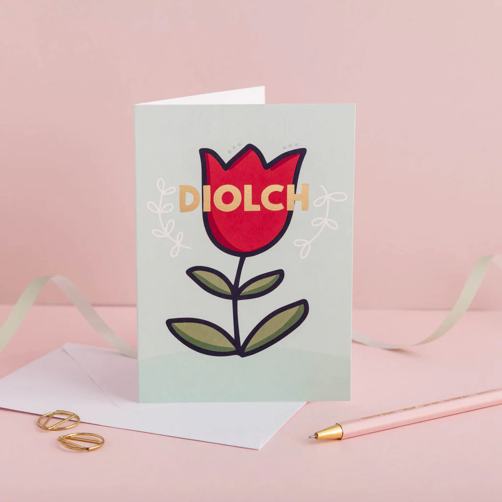 Red Tulip Diolch Card