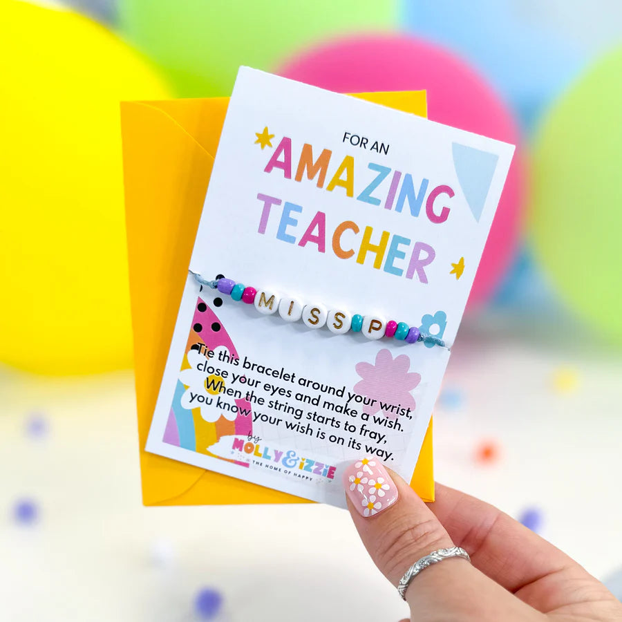 Mini Beaded Wish Bracelet For An Amazing Teacher