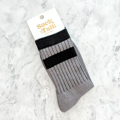 Striped Cuff Glitter Socks - Various Colours