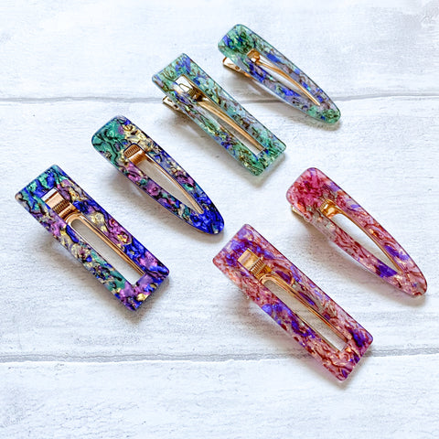 Set of Two Kaleidoscope Hair Clips - Various Colours