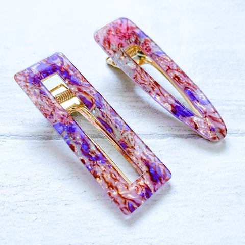 Set of Two Kaleidoscope Hair Clips - Various Colours