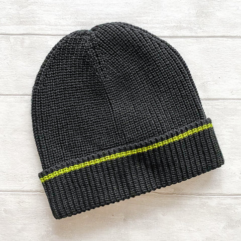 Men's Ribbed Beanie with Stripe - Various Colours