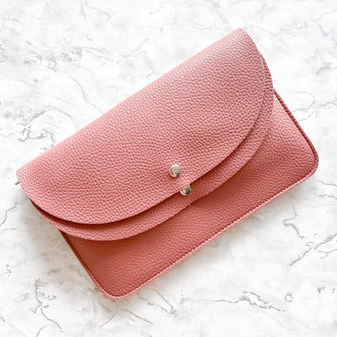 Double Fold Over Clutch Bag - with Cross Body & Wrist Strap - Various Colours