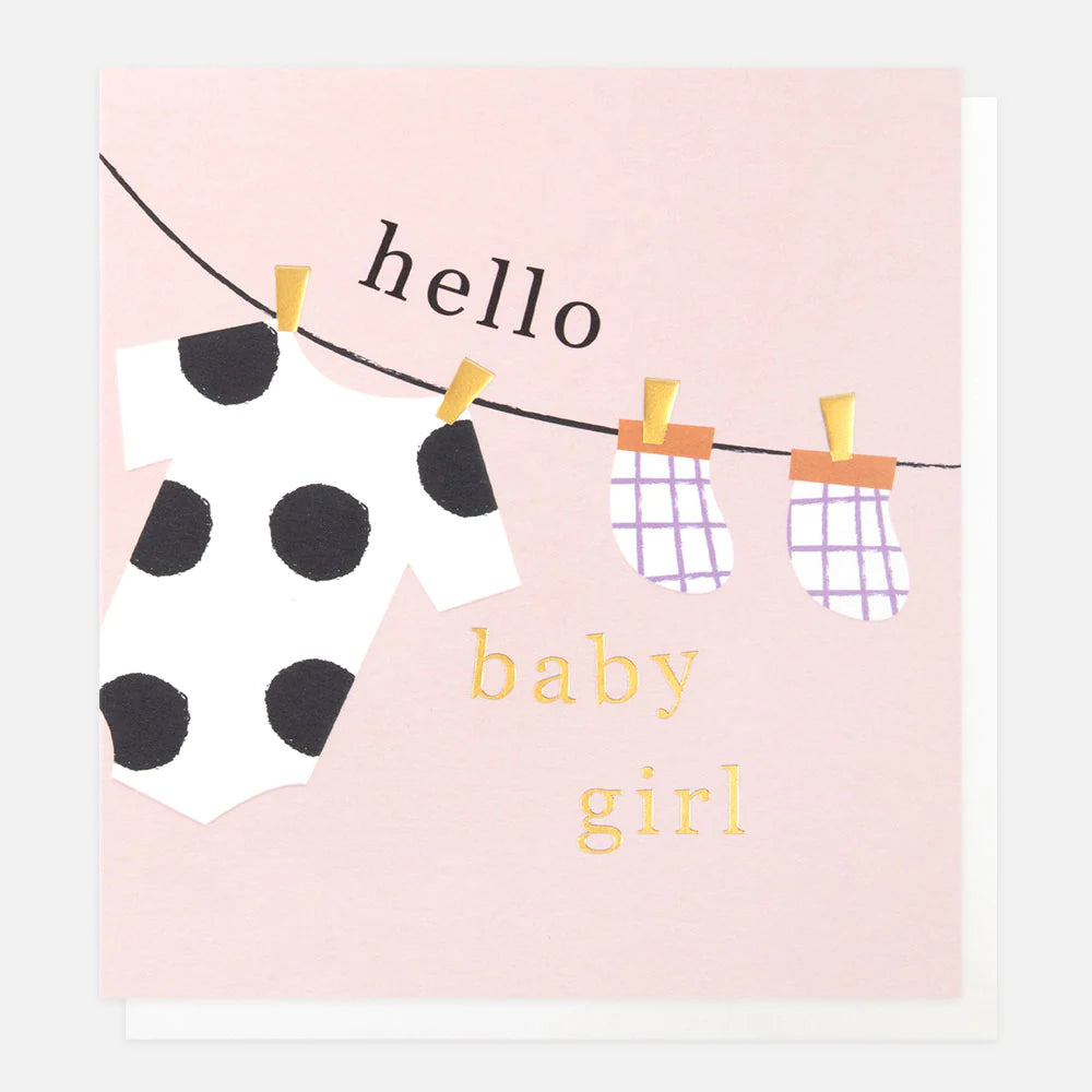 'Hello Baby Girl' Washing Line Card