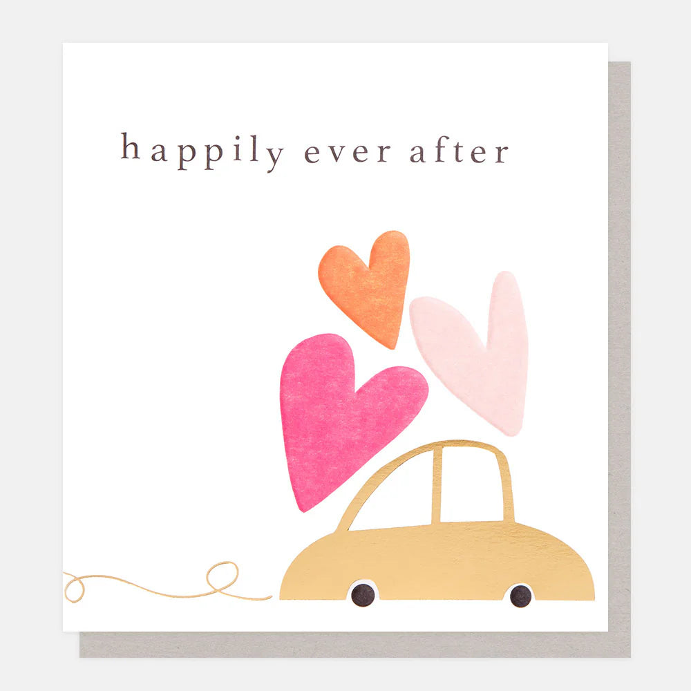 Car With Love Hearts Wedding Card