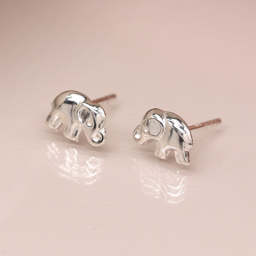 Sterling Silver Elephant Stud Earrings