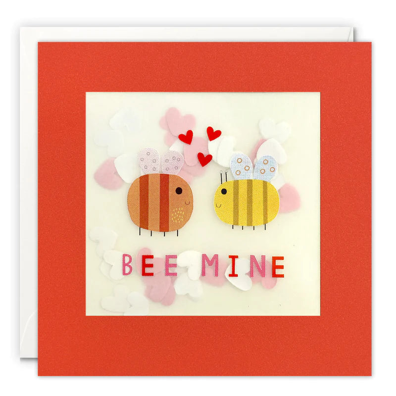 Valentine's Day Bees Card With Paper Confetti