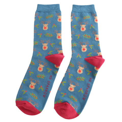 Reindeer & Holly Men's Socks - Various Colours
