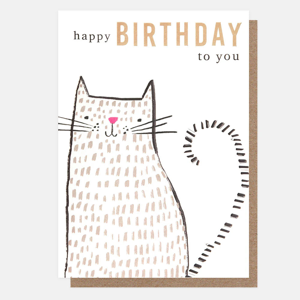 Sketchy Dotty Cat Birthday Card