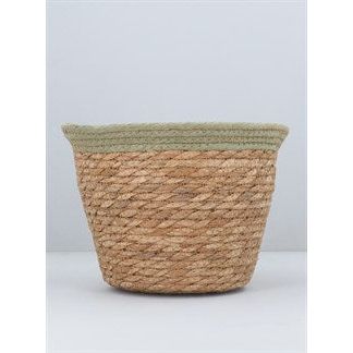 Large Woven Plant Pot With Coloured Trim - Various Colours