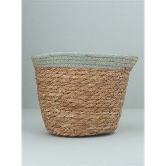 Large Woven Plant Pot With Coloured Trim - Various Colours