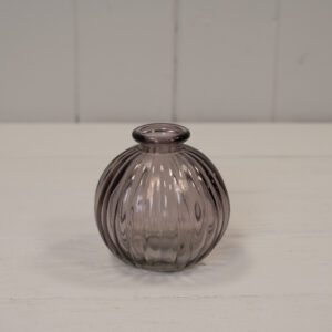 Mini Ribbed Round Glass Vase - Various Colours