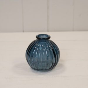 Mini Ribbed Round Glass Vase - Various Colours